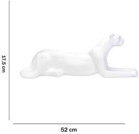 Escultura Decorativa Onça Deitada Branco 17,5x52x13 Cm - D'Rossi