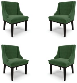 Kit 4 Cadeiras Decorativas Sala de Jantar Base Fixa de Madeira Firenze Suede Verde Esmeralda/Preto G19 - Gran Belo