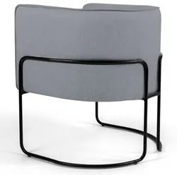 Poltrona Decorativa Base Aço Betina C-416 Linho Cinza Escuro - Domi