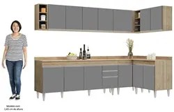 Armário de Cozinha Modulado de Canto 7 Peças CP35 Balcão com Tampo Cas