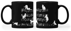 Caneca Gato Musical Cat Lover Preta