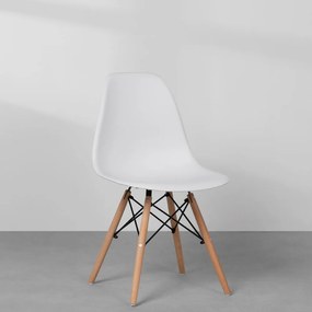 Cadeira Eames Eiffel Base Madeira Branco - Cadeira Eames Eiffel Base Madeira - Branco