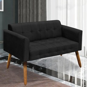 Poltrona Namoradeira Decorativa Pés Palito Karen Suede Preto G19 - Gran Belo
