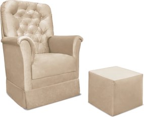 Poltrona de Amamentação com Balanço e Puff Angelin Suede P02 - D'Rossi - Bege