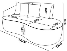 Sofá 2 Lugares Orgânico 140 cm Morgan Sintético PU D03 - D'Rossi  - Whisky