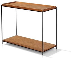 Mesa Lateral Memphis Tampo Retangular em Madeira de Manejo Base em Aço Carbono Design by Studio 3 Design