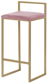 Banqueta Decorativa Jasmine Base Gold Veludo Rosê G41 - Gran Belo