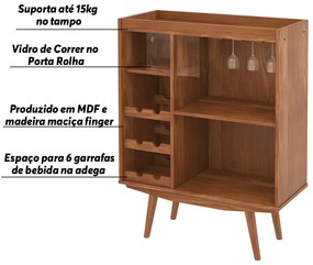 Cristaleira Bar com Nicho Adega Sala de Estar Clear Imbuia G42 - Gran Belo