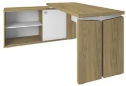Mesa Escrivaninha em L Sharp e Gaveteiro 2 Gavetas Tok A06 Olmo/Branco