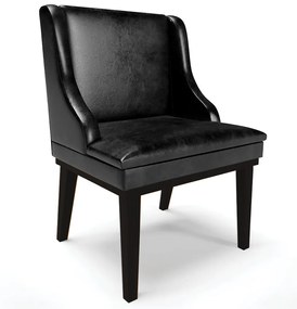 Cadeira Decorativa Sala de Jantar Base Fixa de Madeira Firenze PU Preto Brilho G19 - Gran Belo