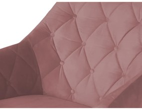 Poltrona Atena Decorativa Botonê Pés Palito Veludo Rosê