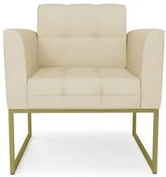Sofá Namoradeira e 2 Poltronas Base Industrial Dourado Ana Veludo Luxo