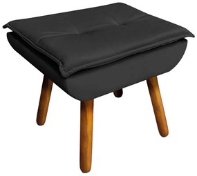 Puff Banqueta Decorativo Pé Palito Opala Veludo Preto D03 - D'Rossi