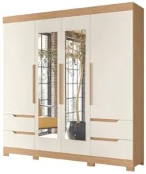 Guarda Roupa Casal 212cm com Espelho Vivacce Off/Freijó - Albatroz