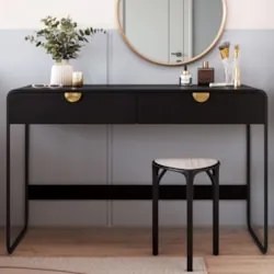 Escrivaninha Mesa com 2 Gavetas 125cm Mario Nero/Preto A10  - Mpozenat