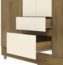 Guarda Roupa Solteiro 154cm Com Espelho Mayra Nature/Champanhe V02 - M