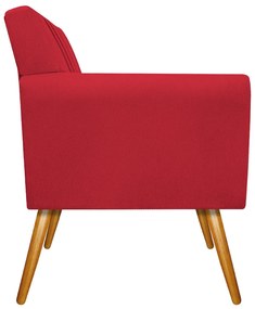 Poltrona Laura Pés Palito Mel Suede Vermelho - ADJ Decor