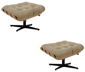 Kit 02 Puffs Giratório Costela Suede Marrom Rato Base Cromada Preto - D'Rossi