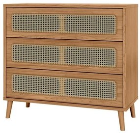 Cômoda Nature 3 Gavetas com Palha Freijó - 76929 Sun House