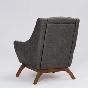 Poltrona Decorativa Mildred D07 Pés Madeira Linho Mescla Marrom - D'Rossi