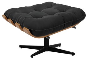 Puff Giratório Costela Suede Preto Base Cromada Preto - D'Rossi