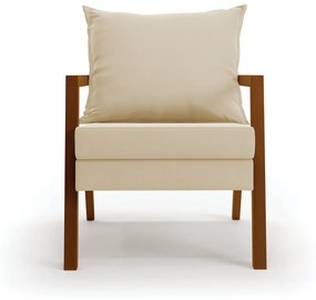 Poltrona Alice Suede Base de Madeira - D'Rossi - Bege