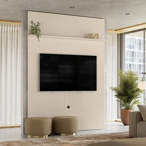 Painel TV 65 Pol 179cm Ripado para Sala Valen M20 - D'Rossi - Off White
