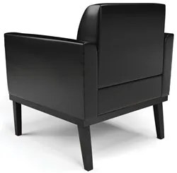 Poltrona Decorativa Base Madeira Preto Maressa Sintético PU Preto- Ibi