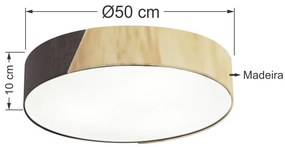 Plafon Luminária de teto decorativa para casa, Md-3076 nórdicas em tecido e madeira 3 lâmpadas com difusor em poliestireno