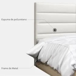 Cabeceira Solteiro 90cm Greta Sintético Branco Z51 - Mpozenato