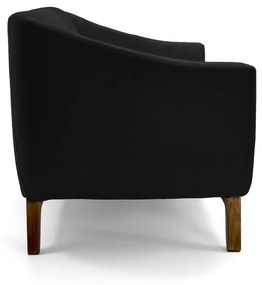 Sofá 2 Lugares Odeon D07 140cm Base Madeira Veludo Preto - D'Rossi
