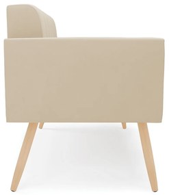 Sofá Namoradeira Elisa Suede Bege Pés Palito Natural - D'Rossi