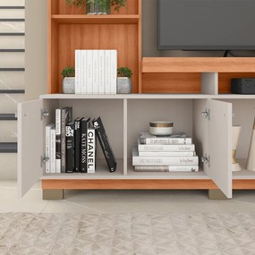 Estante TV 70 Pol 210cm Sala de Estar Mirel Freijó/Off White C01 - D'Rossi