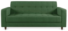 Sofá 03 Lugares Arezzo Suede Verde Pés Chanfrado Tabaco - D'Rossi