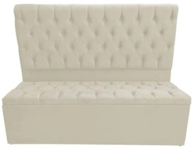 Cabeceira com Calçadeira Baú Queen 160cm Nicole Suede Bege - Sheep Estofados - Bege