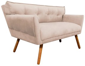 Kit 1 Namoradeira 2 Lugares E 2 Poltronas Anitta Suede Pés Palito Castanho D03 - D'Rossi - Bege