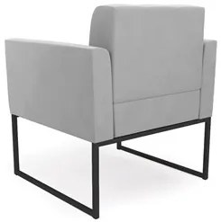 Sofá Namoradeira e 1 Poltrona Base Industrial Preto Ana Suede Cinza -