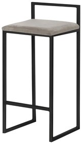 Banqueta Decorativa Selena Base Preta Veludo Cinza G41 - Gran Belo