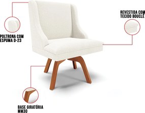 Cadeira Sala de Jantar Giratória MM35 Kit 4 Liz Bouclê D03 - D'Rossi - Off White