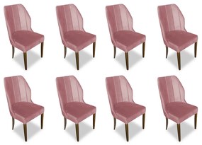 Kit 8 Cadeiras De Jantar Safira Suede Rose