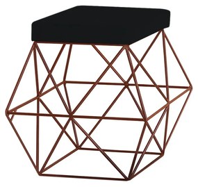 Puff Decorativo Sala de Estar Base Bronze Trixie Veludo Preto G41 - Gran Belo