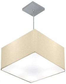 Lustre Pendente Quadrado Md-4020 Cúpula em Tecido 21/35x35cm Algodão Crú - Bivolt