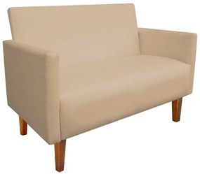 Namoradeira Jade 02 Lugares Corino Bege Pés Chanfrado Castanho - D'Rossi