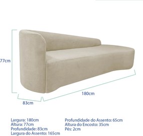 Kit Sofá Curvo França 180cm LD. e Poltrona Luiza Max Conforto, Elegância e Design Moderno Linho