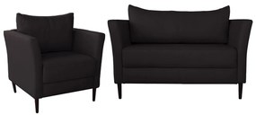 Conjunto Sofá 2 Lugares com Poltrona Pés Palito Lubbock Couro Marrom G58 - Gran Belo
