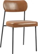 Cadeira Jantar Estofada Pé Metal Preto Lavy Sintético Amarula S08 - Mp