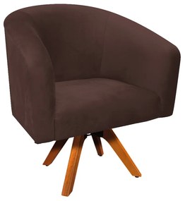 Poltrona Decorativa Giratória MM30 Stella Suede Marrom D03 - D'Rossi
