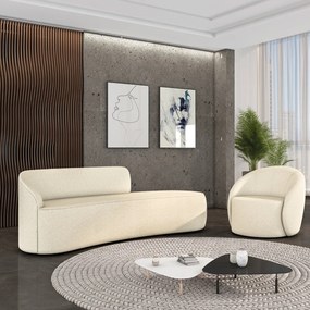 Sofá 4 Lugares Orgânico 220cm Morgan e Poltrona Lua Linho Bege