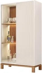 Cristaleira Porta de Vidro Com LED 90cm Lucca Off/Freijó C01 - Mpozena