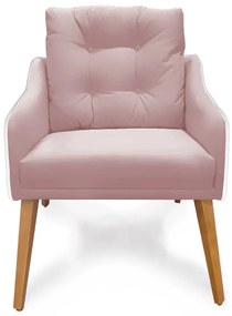 Poltrona Decorativa Delta Pés Palito Corano Branco / Veludo Rosê - Sheep Estofados - Veludo Rosê